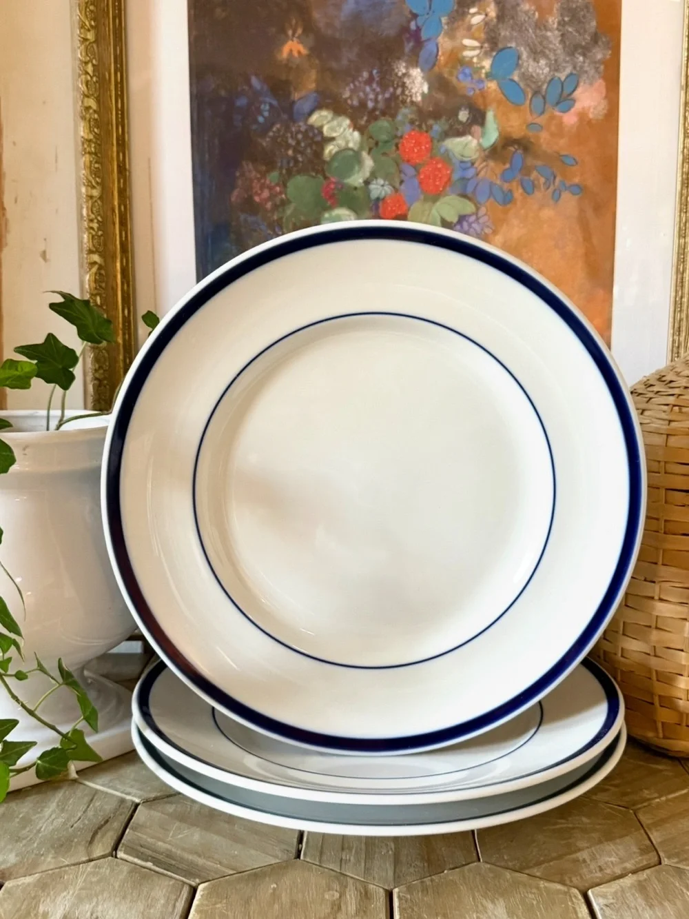 Williams Sonoma “Brasserie” Blue Stripe - Dinner Plates 11